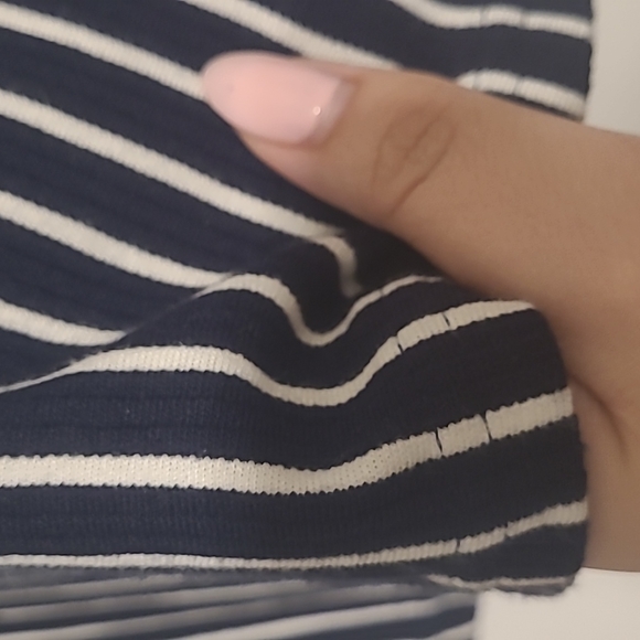 H&M Navy Blue and White Stripped Skater Skirt - Picture 2 of 4